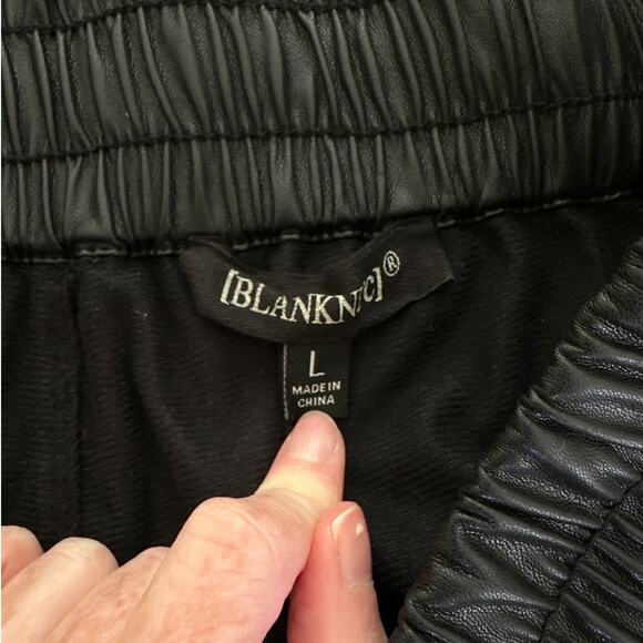 Blank NYC - Faux Leather Drawstring Joggers in Black - Picture 3 of 4